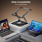 RGB Laptop Stand for Desk, 360 Rotating Base Ergonomic Laptop Riser, Height & Angle Adjustable Aluminum Notebook Holder, Foldable Computer Stand Fits 10-16” MacBook Pro/Air, Dell, HP - Image 5
