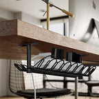 2 Packs Cable Management Tray, 14 inch Under Desk Cable Holder for Wire Management, Heavy Metal Cord Organizer Ideal for Computer Home Office Standing Tables to Hide Power Strips (Black) - Image 2