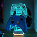CoolGift Mart Light up Headset and Controller Stand, 16 Colors 3D LED Lights Gamepad Headphone Holder with Remote Control, Game Controller Hanger for All Universal Gaming PC Accessories by CoolGiftMart