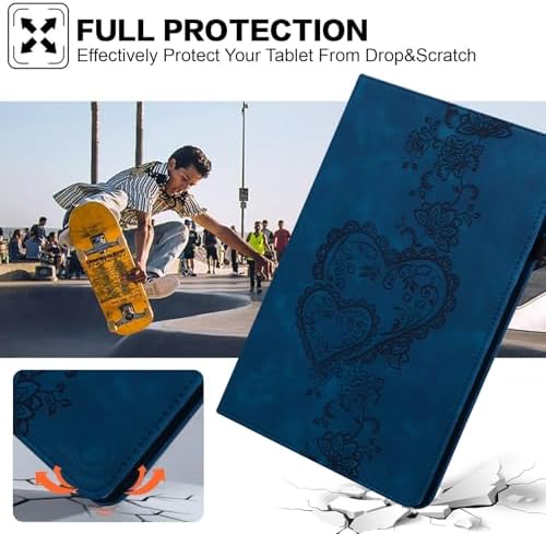 Case for All-New Amazon Kindle Fire HD 8 & 8 Plus Tablet(12th Generation/10th Generation, 2024/2022/2020 Release) 8", Embossed PU Leather Stand Case with with Pen Holder & Card Slots-Dark Blue - Image 5