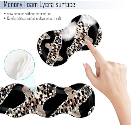 TGFEWYTJYJ Extended Gaming Mouse Pad,Memory Foam Ergonomic Keyboard Mouse Wrist Rest Support Set,Large Desk Mat with Stitched Edges,Non-Slip Base Mousepad Home Office,Leopard Print Pattern - Image 5