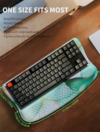 Ergonomic Wave Wrist Rest with Keyboard Stand, Cushioned Palm Rest, Comfortable Integrated Memory Foam for Natural Typing and Relieve Wrist Pain, Green Gold Marble - Image 6