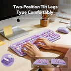 Wireless Keyboard and Mouse Combo, Purple, Round Keycaps, Tablet Holder - Image 4