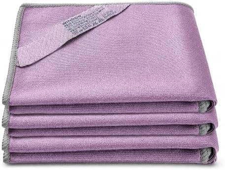 ΝοɾԝехMicrofiber Window Cleaning Cloths, Glass Cleaning Cloth for Streak-Free Windows, Mirrors, Windshield, Car & Household Cleaning - Reusable & Washable Micro Fiber Towel (Purple 4 Pack) by POURASINDO