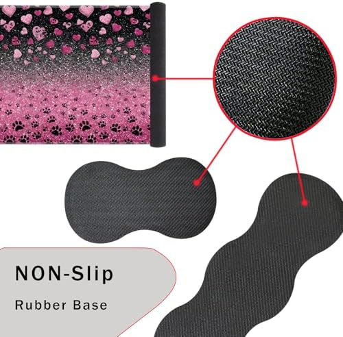Keyboard Wrist Rest and Mouse Pad with Wrist Support Set Ergonomic Coaster,Memory Foam,Easy Typing Pain Relief,Large XL Desk Mat 31.5"x 11.8",Glitter Hearts and Paw Prints - Image 3