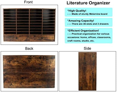 PAG-Mass Mail Sorter Organizer, Wood Literature Organizer, Student Mailbox for Classroom, Desktop Bill Paper Organizer for Office Home School, 38 Compartments, Antique Brown - Image 3
