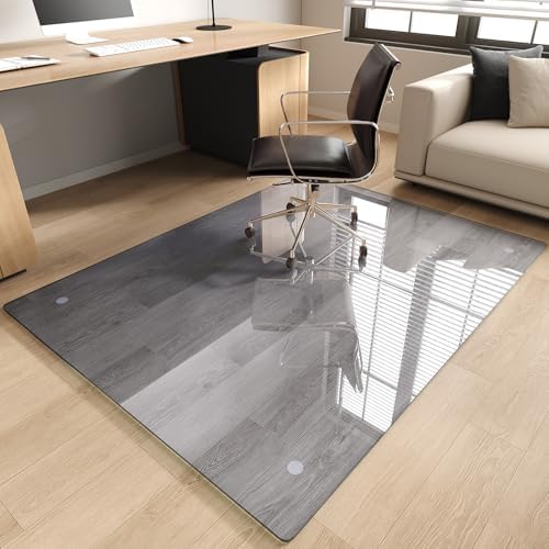 Tempered Glass Chair Mat for Carpet, 46"x60" Grey Floor Mat by MYSUNORIA