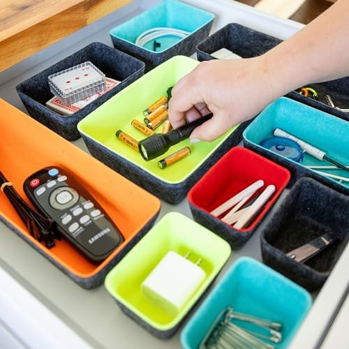 Three by Three Seattle Recycled Felt Storage Bins, Set of 10 (Multicolor) - Image 3