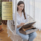 Vigo Wood Lap Reading Desk with Cushion, Adjustable Incline Book Stand with Storage Compartment (Walnut) - Image 4