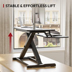 SANODESK Standing Desk Converter 28" Desk Riser for Home Office, Compact Sit Stand Desktop Workstation for Laptop & Monitor, Ergonomic Height Adjustable Riser, Black - Image 5
