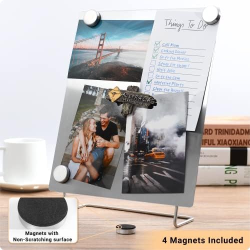 Large Magnetic Bulletin Board – Dry Erase Memo Board with Stand – Metal Easel for Magnet Display – 12x10 Inches + 4 Magnets - Image 4