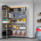 5 Tier Storage Racks Shelving, Heavy Steel Pantry Shelves, Adjustable Wire Shelving Rack, Suitable for Garage, Kitchens, Offices, 58" W x 14" D x 71" H, Chrome - Image 4