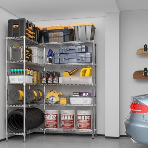 5 Tier Storage Racks Shelving, Heavy Steel Pantry Shelves, Adjustable Wire Shelving Rack, Suitable for Garage, Kitchens, Offices, 58" W x 14" D x 71" H, Chrome - Image 4