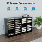 Desktop Literature Organizer, 36 Slots Compartment Adjustable File Sorter Mail Center Magazine Holder, Paper Storage Cabinet Classroom Keepers for Classroom, Office, School, Home Load, Black - Image 2
