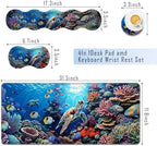 TGFEWYTJYJ Extended Gaming Mouse Pad,Memory Foam Ergonomic Keyboard Mouse Wrist Rest Support Set,Large Desk Mat with Stitched Edges,Non-Slip Base Mousepad Home Office,Sea Turtle Under Water - Image 2