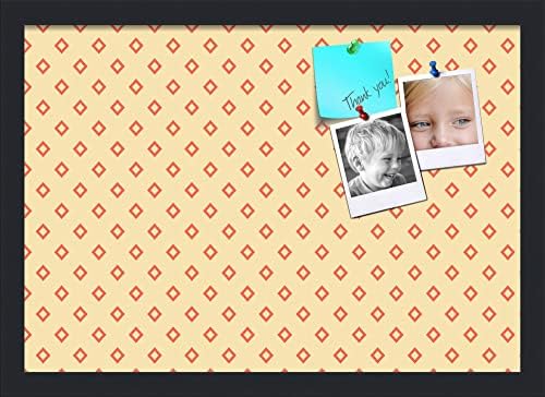 PinPix 20x14 inch Cork Bulletin Board. This Decorative Framed Pin Board Comes with Diamonds in Red and Yellow Design and Satin Black. Ideal for Home, Office Decor or School (PinPix-333) by PinPixBulletinBoards