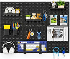 Black Peg Board, 24"x36" Pegboard Wall Organizer, Includes 6PCS Black Peg Boards and Accessories, Plastic Peg Board Panels for Craft Room, Office, Kitchen, Gaming Room by Hogurity