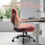 Comfy Office Chair Soft and Double Cushioned Ergonomic Computer Desk Chairs for Long Hours Executive Office Chair with Flip-up Armrests and Height Adjustment for Home Office Pink - Image 3