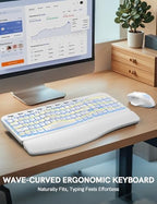 SABLUTE Wireless Keyboard and Mouse Combo, Ergonomic Wave with Wrist Rest - Image 4