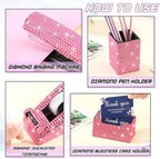 Demissle Pink 7 Pcs Bling Desk Accessories Set Office Kit for Women - Image 3