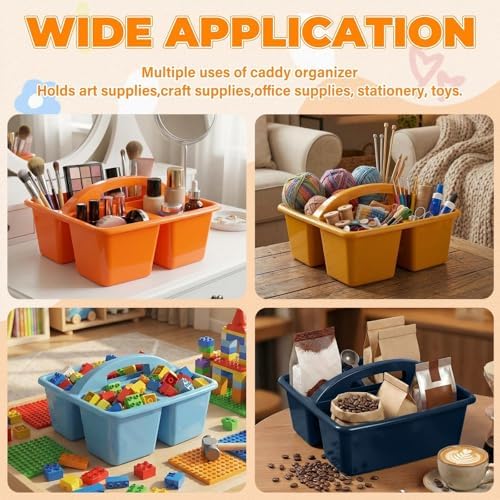 Kathfly 12 Pack Classroom Caddy Organizer with Handle Bulk, Blue Orange - Image 3