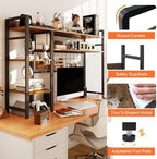 COCO DESIGN 4-Tier Desk Shelf, 38.6" Desktop Organizer Shelf with Grid Panel, Desk Hutch for Computer Monitor, Desktop Bookshelf Storage Rack for Home Office Wood Table Organizer Counter Shelf - Image 3