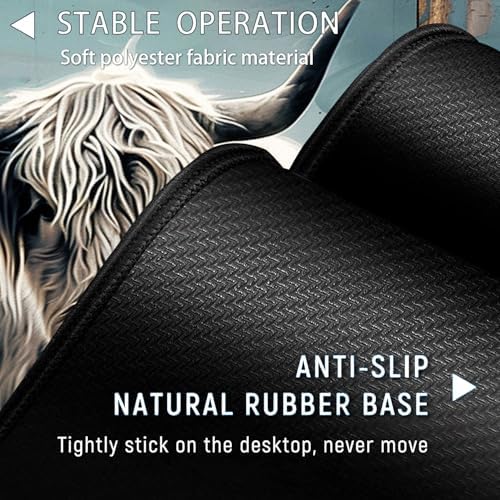 Large Gaming Mouse Pad+ Keyboard Wrist Rest Set, Ergonomics Memory Foam Mouse Mat Wrist Rest Support for Home Office, Waterproof Extended Mousepad 31.5x11.8in, Highland Cow Desk Pad - Image 3