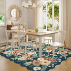 DUKINO 6x9 Area Rugs Floral Washable Living Room Rug Non Slip Prussian Blue - Image 3