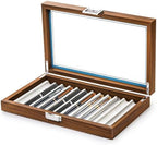 Yesland Black Walnut Wood Display Box, 12 Slot Fountain Pen Organizer With Clear Glass Window, Luxury Collection Case for Shop, Home by Yesland