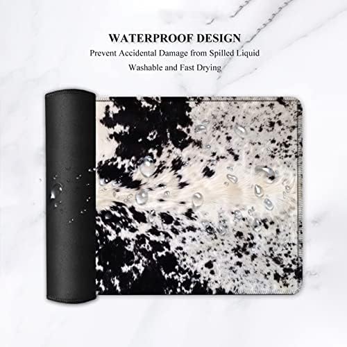 Gaming Mouse Pad and Keyboard Wrist Rest, Large Extended Mouse Pad 31.5X 11.8,Ergonomic Memory Foam Wrist Rest Support+Desk Mat Protector,for Office/Home Writing Pad, Black & White Cow Hair Mousepad - Image 5