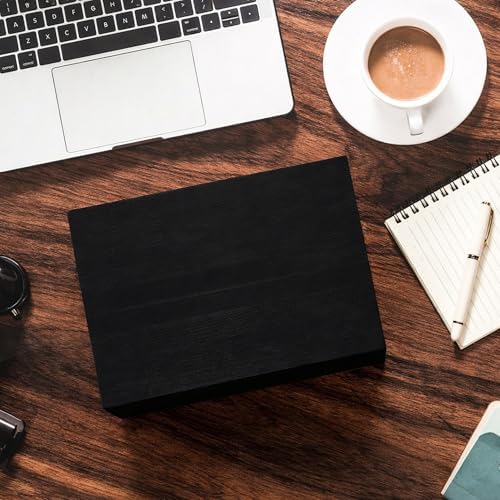 Henoyso 4 x 6 Inches Index Card Holder Set, Bamboo Organizer Box, Black - Image 6