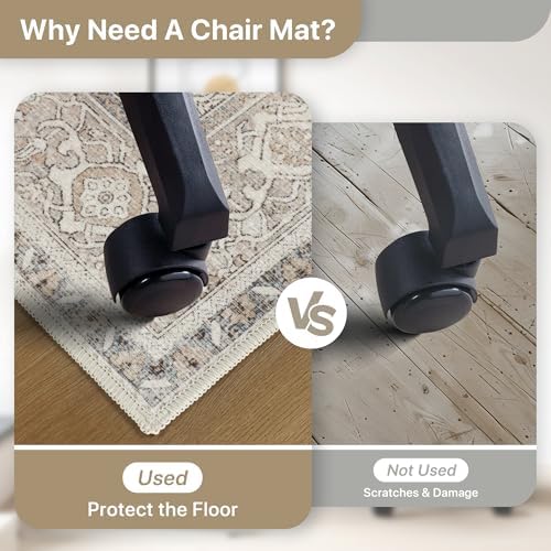 36"x60" Office Chair Mat for Hardwood Floor, Non-Slip Washable Khaki Blue - Image 4