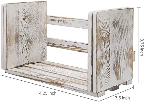 MyGift Rustic Expandable Whitewashed Wood Desktop Bookshelf/Adjustable Tabletop Book Holder Organizer Rack - Image 3
