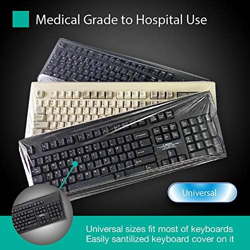 Universal KeyboardCap. Fully Covered Flat Style 0.025mm Waterproof Anti-Dust Desktop Keyboard Cover with Numeric Hospital/Dentist Use (0.025mm [100 Pack]) - Image 5