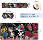 TGFEWYTJYJ Extended Gaming Mouse Pad,Memory Foam Ergonomic Keyboard Mouse Wrist Rest Support Set,Large Desk Mat with Stitched Edges,Non-Slip Base Mousepad Home Office,Flower Skull - Image 2