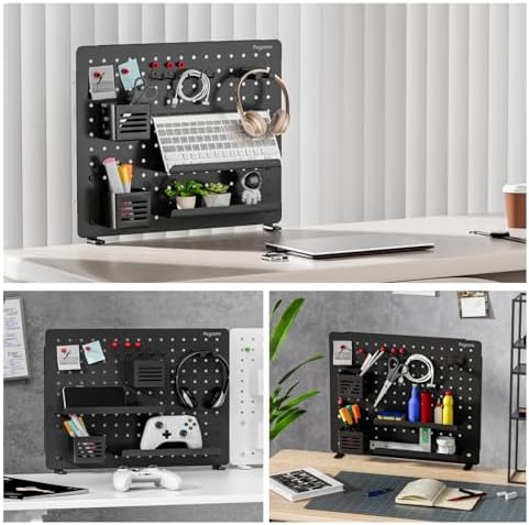 PEGZONE Clamp on Desk Pegboard, 20.4" x 16.5", with 15 Accessories, Black - Image 5
