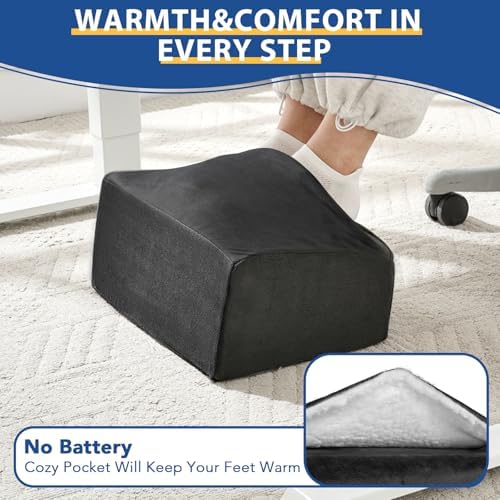 Foot Rest for Under Desk at Work, Adjustable Footrest for Office Chair & Gaming Chair,Ergonomic Footrest Pillow Desk Foot Stool with Washable Cover for Home, Airplane, Travel (Black) - Image 2