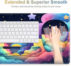 Mouse Pad with Wrist Support 4 in1 Set, XXL Big Game Mousepad + Keyboard Wrist Rest + Mouse Wrist Rest Pad +Coaster Gaming Mat for Home Office Work Computer Laptop I Colorful Clouds Starry Night - Image 4