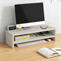 Solid Wood Monitor Stand Riser & Laptop Stand Desk Organizer - Office Accessories for PC Workspace, Computer Organization, Countertop Hutch Beige 19.7x7.9x5.2in by Unknown