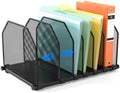 Adjustable File Organizer for Desk, 6 Sections Vertical File Folder Holders by ZONGALL