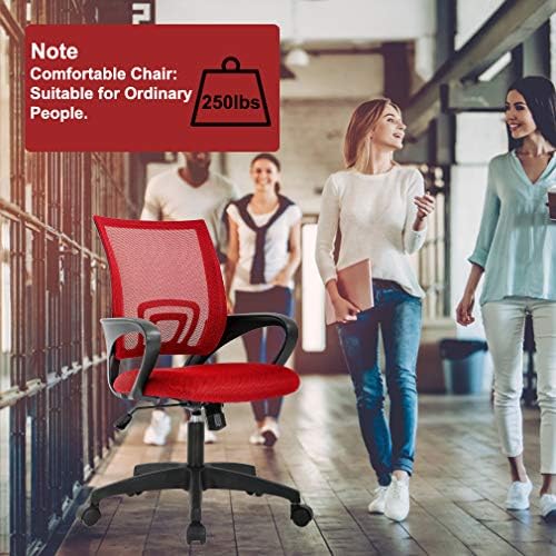 BestOffice Ergonomic Office Chair | Mid-Back Swivel Desk Chair | Red - Image 4