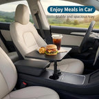 Car Desk for Laptop,，car Cup Holder Tray Car Table & Car Tray with 360° Rotating Cup Holder,Adjustable Height,Compatible with Tesla Model 3/Y/S, Ford，Toyota Sienna/Most Vehicles - Image 4