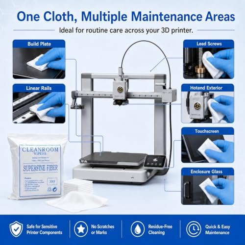 3D Printer Cleaning Kit, 300PCS Lint Free Microfiber Cloths, 6 x 6 Inch - Image 4