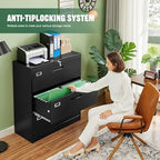 Letaya Lateral 3 Drawer File Cabinets with Lock, Metal Filing Storage Vertical Cabinets,Home Office Furniture for Organization Hanging Letter/Legal/F4/A4(Black) - Image 4