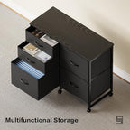 YeTom Lateral File Cabinet with 5 Drawers Rolling Filing Cabinets Under Desk Storage Printer Stand with Wheels,Mobile File Cabinet for Home Office,Black - Image 4