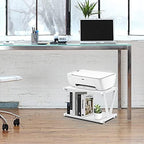 VEDECASA Retro Desktop Printer Stand,2 Tier Wood Printer Shelf, Modern Wood Storage Book Shelf Organizor for Home Office,Stylish V-Shaped Frame,Fits Small Size Printers (White) - Image 3