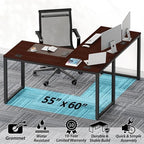 SHW 55 x 60 Commercial-Grade L-Shape Corner Office Computer Desk, Cherry - Image 4