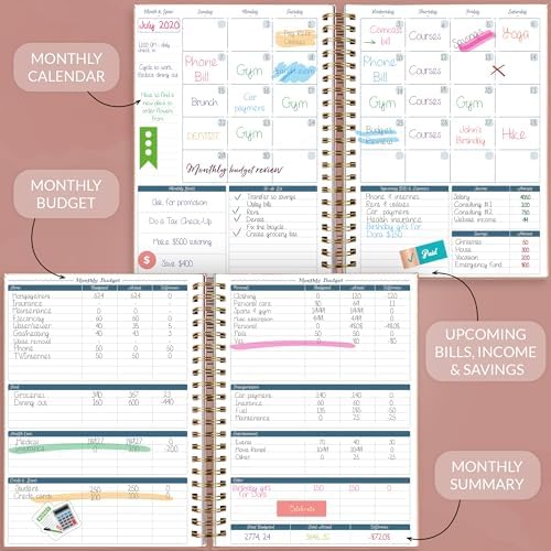 GoGirl Budget Planner & Monthly Bill Organizer with Pockets, Rose Gold - Image 3