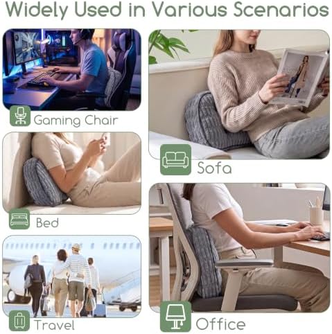 Lumbar Support Pillow for Recliner Chair/Accent Chair/Couch/Office Chair, Tufted Blended Corduroy Back Support Cushion for Elderly, Recliner Cushions for Back Rest, Pain Relief, Reading, Grey - Image 6