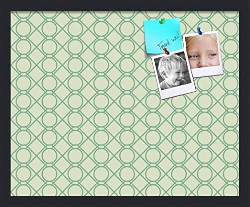PinPix 21x17 inch Cork Bulletin Board. This Decorative Framed Pin Board Comes with Diamond Pattern in Green Design and Satin Black. Ideal for Home, Office Decor or School (PinPix-586) by PinPixBulletinBoards